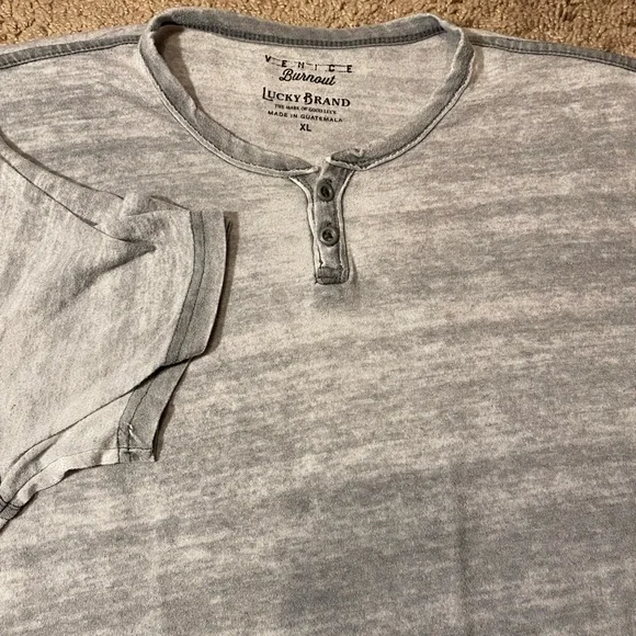 Lucky Brand Venice Burnout Adult Mens Size XL Polyester Cotton Gray Light Shirt - Picture 1 of 10